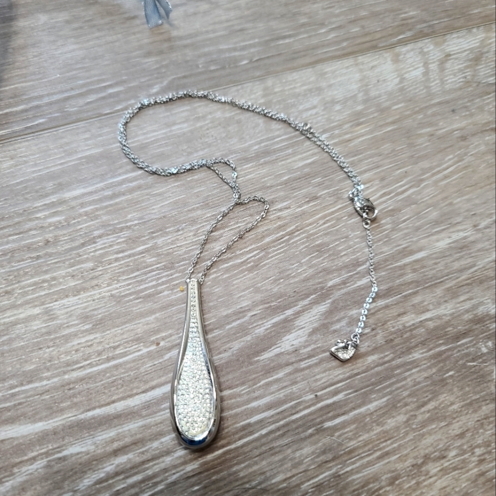 Swarovski Silver Tear-drop Pendant Necklace
